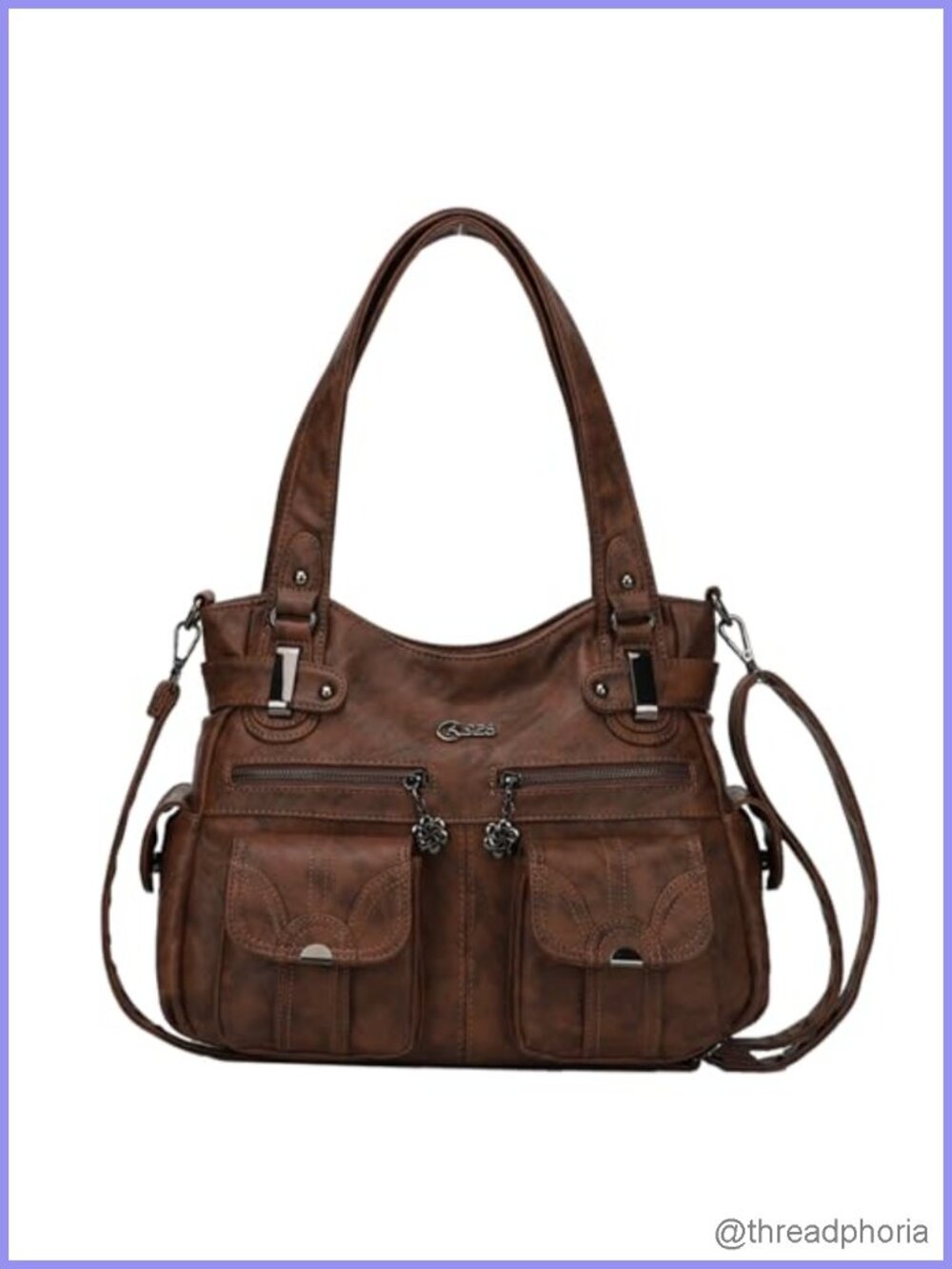 Women's Large Hobo Shoulder Bag Tote PU Leather Multi-Pocket Handbag